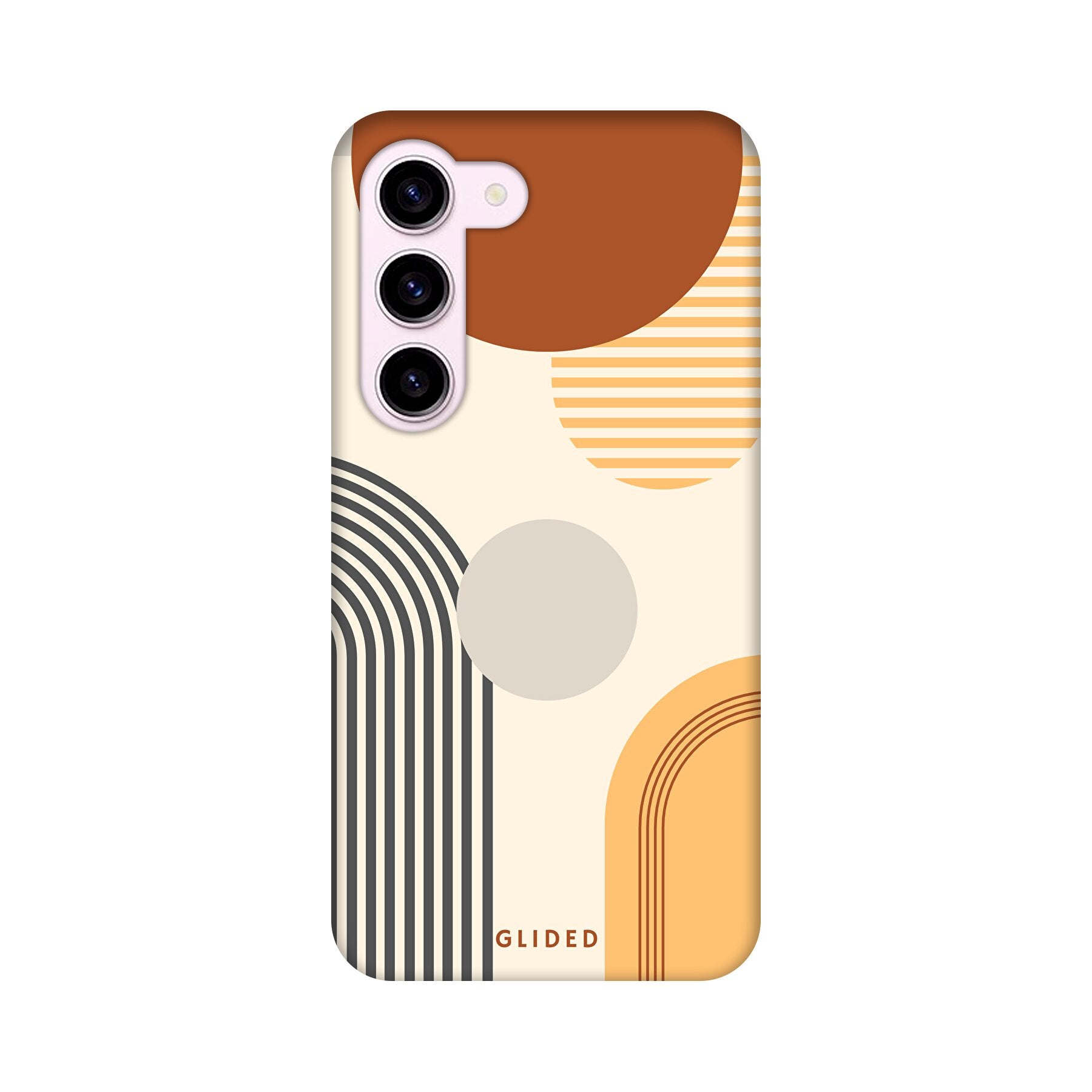 Abstraction Handyhülle für Samsung Galaxy S24 mit einzigartigem Design aus Kreisen und ovalen Formen, stilvoll und schützend.