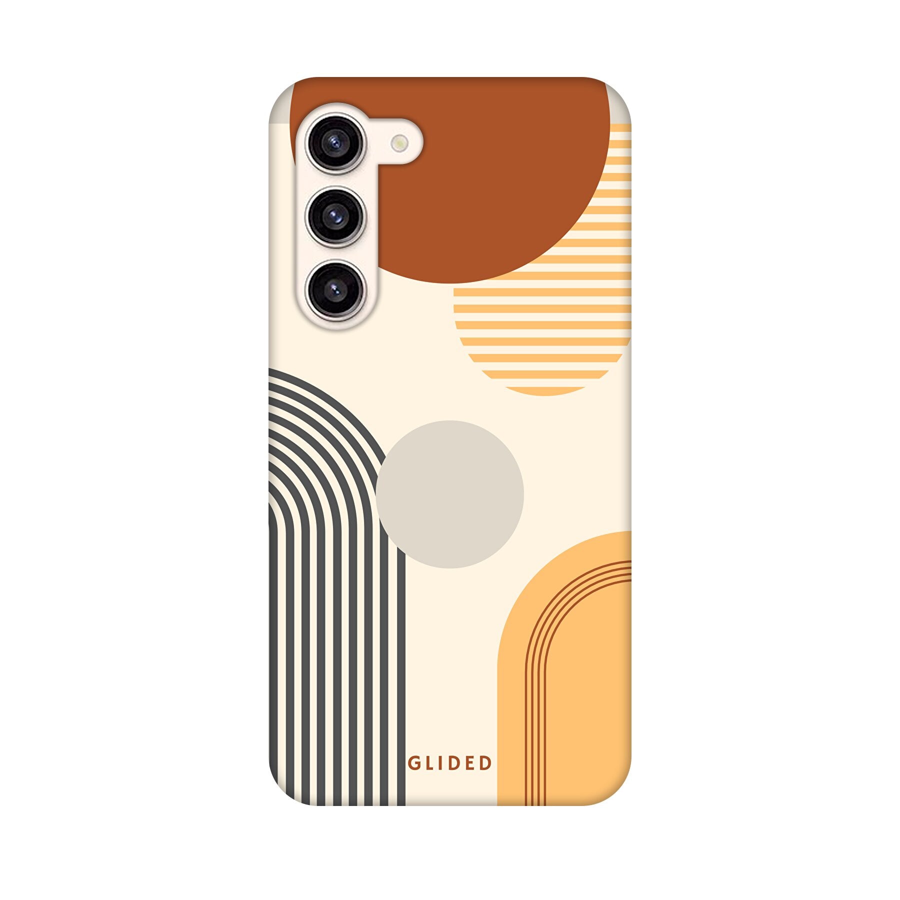 Abstraction Handyhülle für Samsung Galaxy S24 Plus mit modernem Design aus Kreisen und ovalen Formen, bietet stilvollen Schutz.