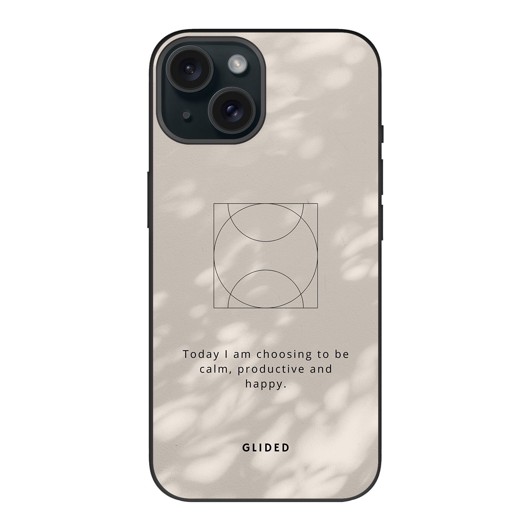 Affirmation Handyhülle für iPhone 15 mit inspirierendem Spruch auf ästhetischem Hintergrund, idealer Schutz und stilvolles Design.