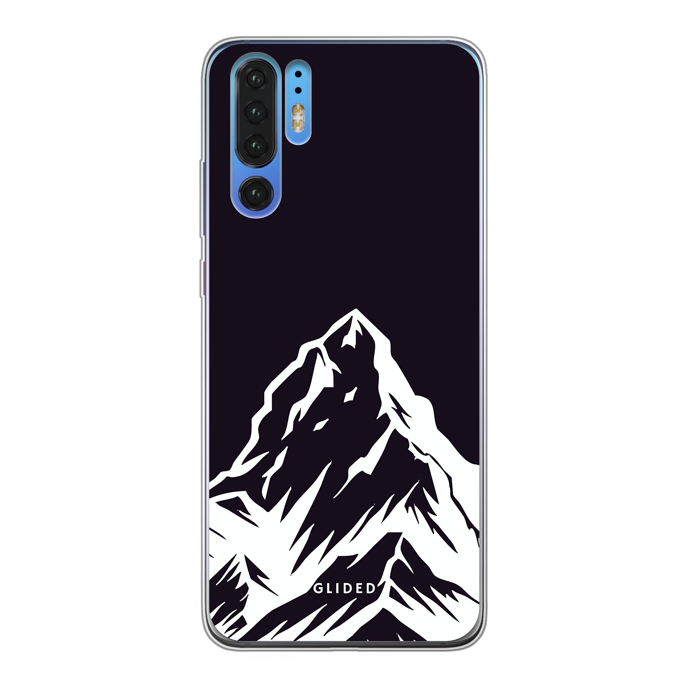 Alpine Adventure Handyhülle für Huawei P30 Pro mit majestätischen Berggipfeln und Tälern im Design, ideal für Naturfreunde.
