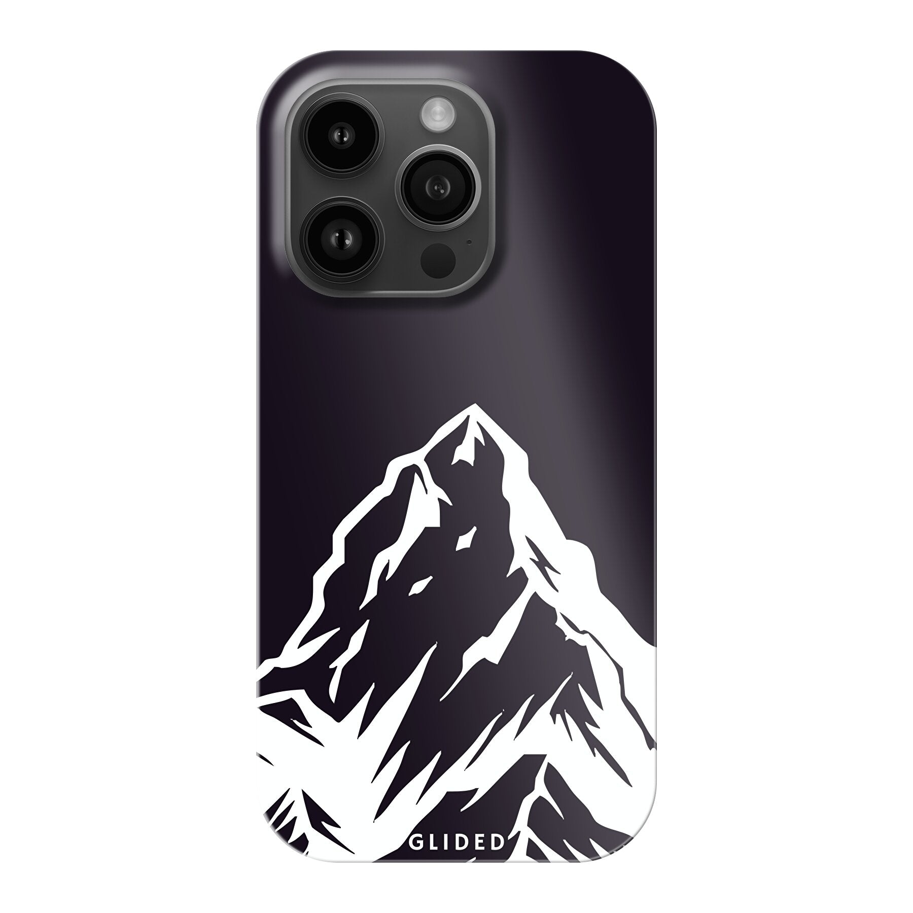 Alpine Adventure Handyhülle für iPhone 14 Pro mit majestätischen Berggipfeln und Tälern im Hintergrund, ideal für Naturfreunde.