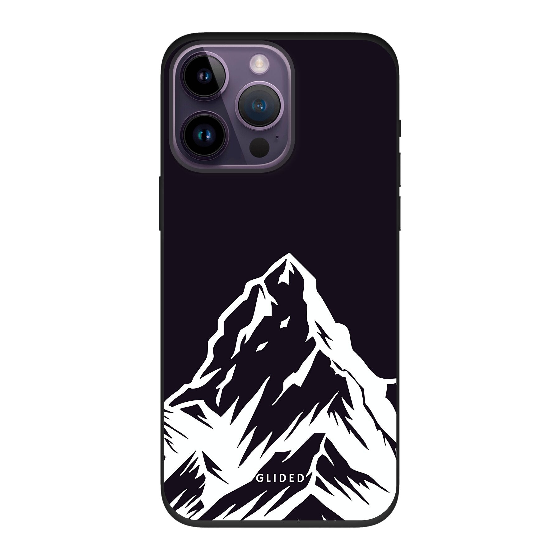 Alpine Adventure Handyhülle für iPhone 14 Pro Max mit majestätischen Berggipfeln und Tälern im Hintergrund, ideal für Naturfreunde.