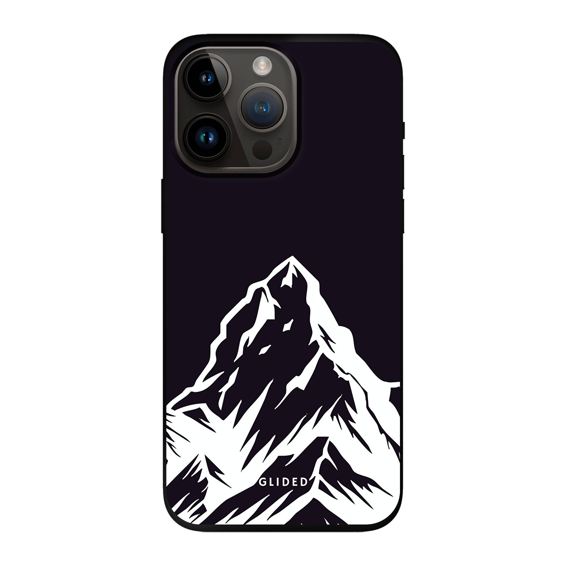 Alpine Adventure Handyhülle für iPhone 14 Pro Max mit majestätischen Berggipfeln und Tälern im Hintergrund, ideal für Naturfreunde.