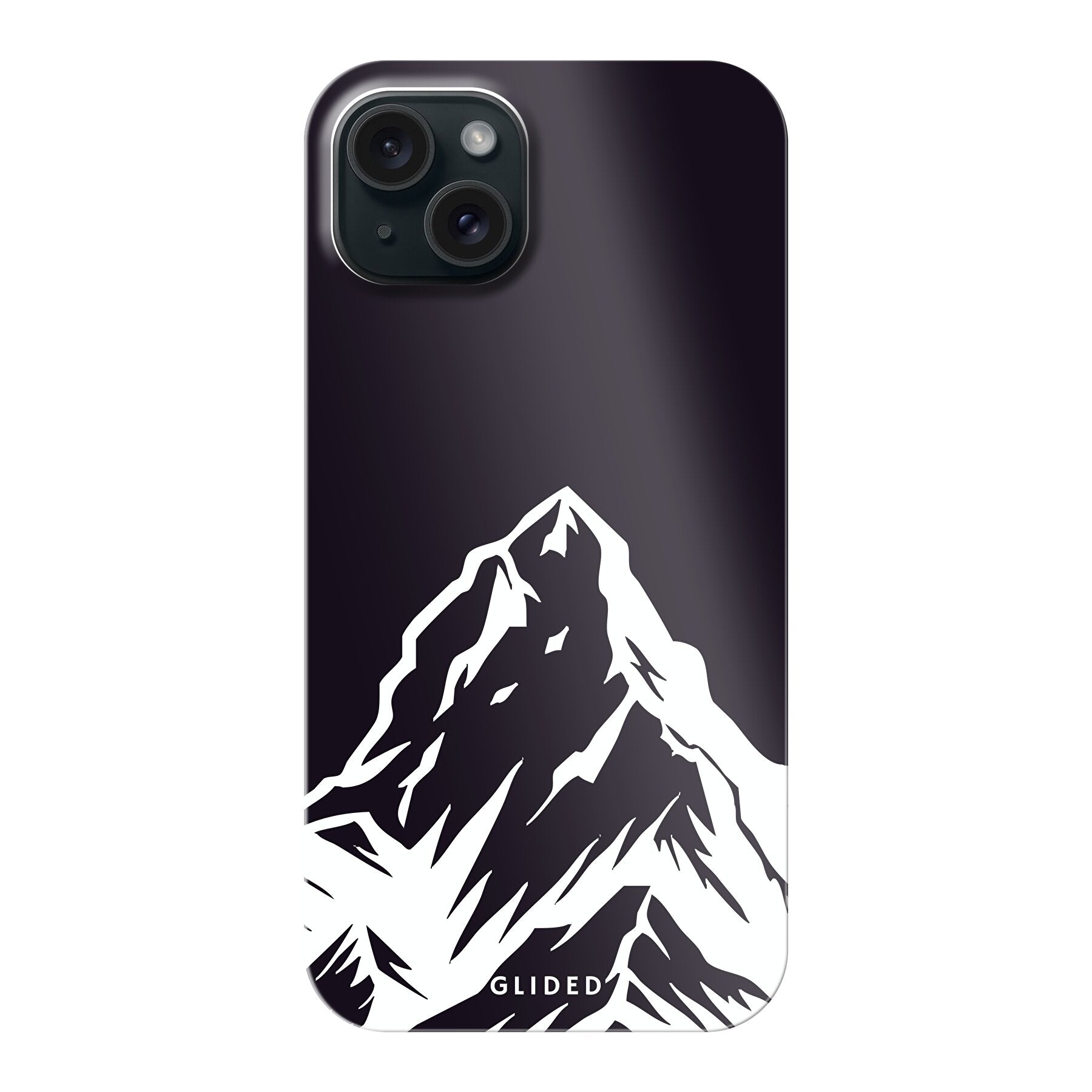 Alpine Adventure Handyhülle für iPhone 15 Plus mit majestätischen Berggipfeln und Tälern, ideal für Naturfreunde.