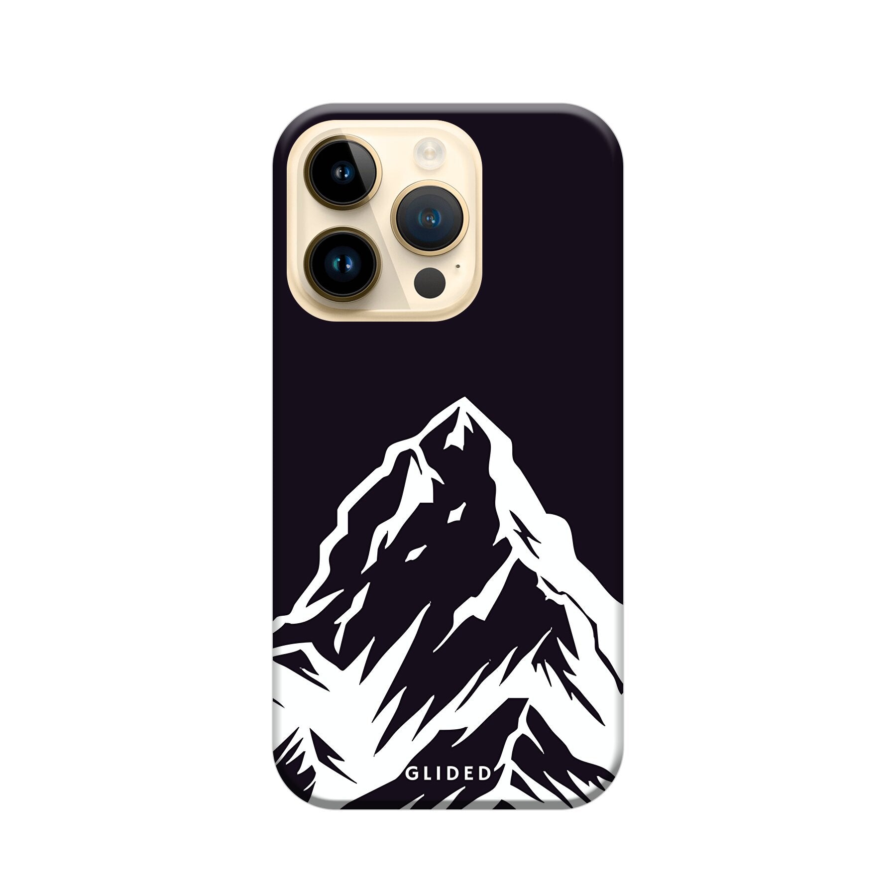 Alpine Adventure Handyhülle für iPhone 15 Pro mit majestätischen Berggipfeln und Tälern im Hintergrund, ideal für Naturfreunde.