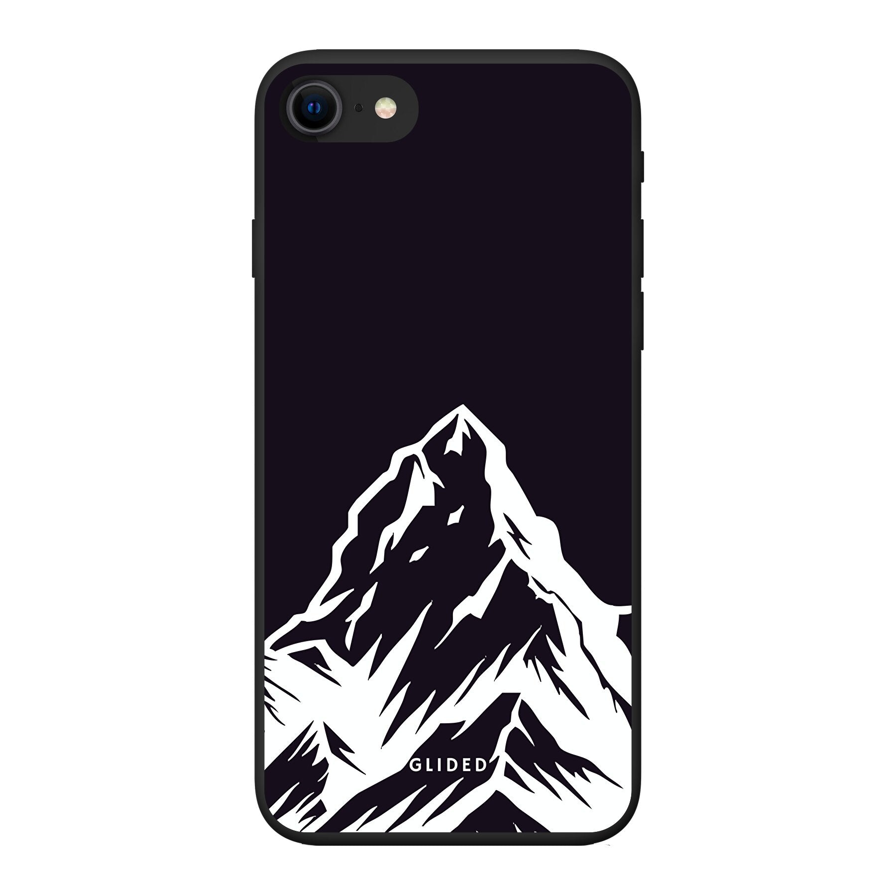 Alpine Adventure Handyhülle für iPhone SE 2020 mit majestätischen Berggipfeln und Tälern im Hintergrund, ideal für Naturfreunde.