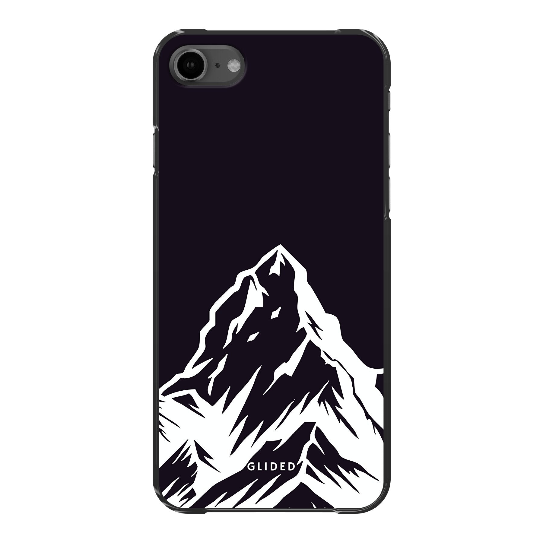 Alpine Adventure Handyhülle für iPhone SE 2020 mit majestätischen Berggipfeln und Tälern im Hintergrund, ideal für Naturfreunde.