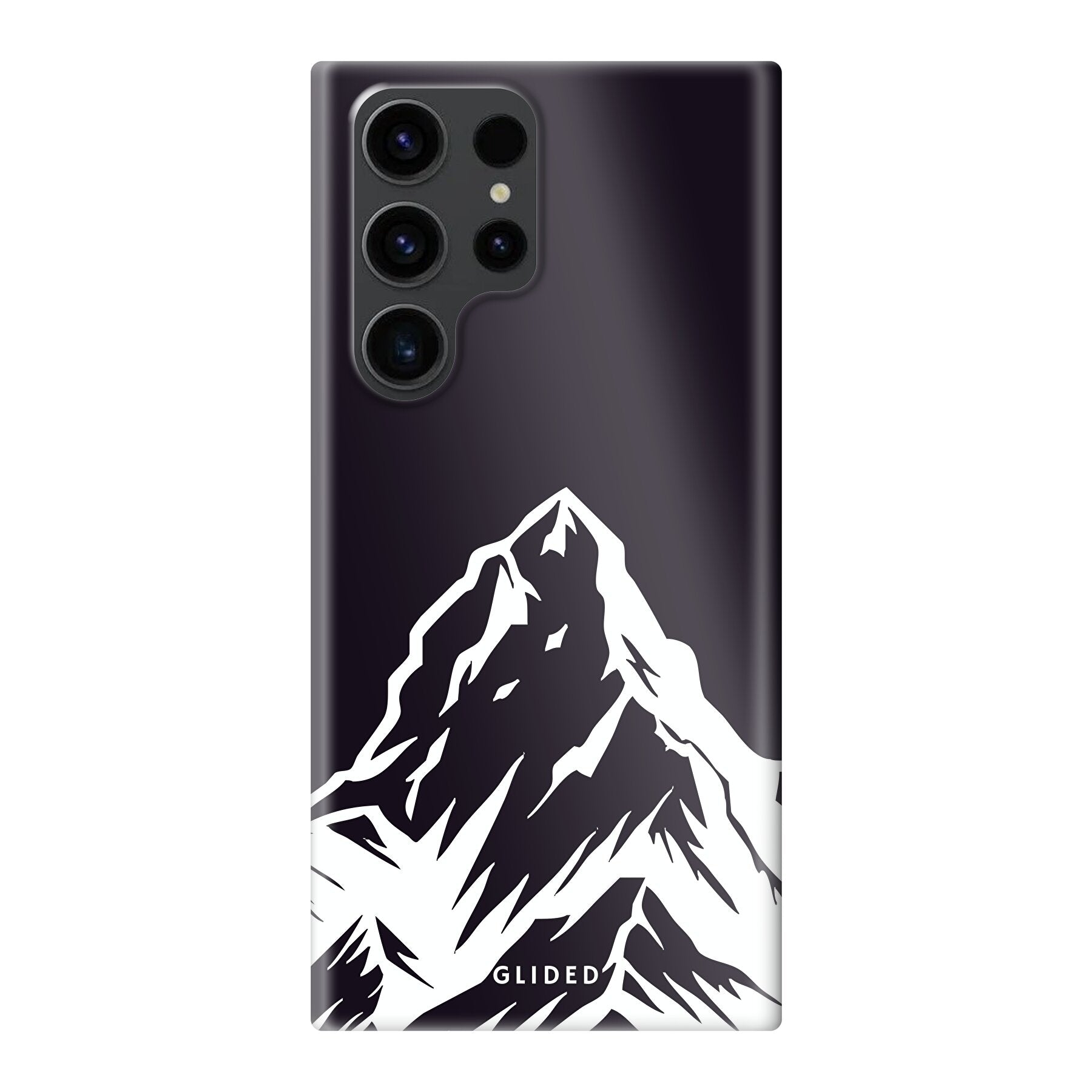 Alpine Adventure Handyhülle für Samsung Galaxy S23 Ultra mit majestätischen Berggipfeln und Tälern im Design.