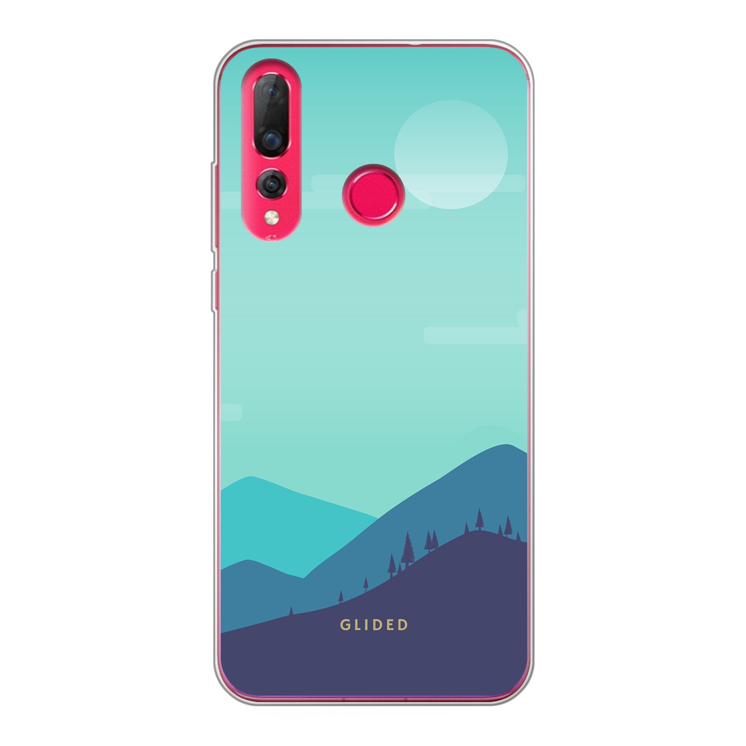 Huawei P30 Lite Handyhülle im 'Alpine' Design mit Bergmotiven, bietet stilvollen Schutz und präzise Aussparungen.