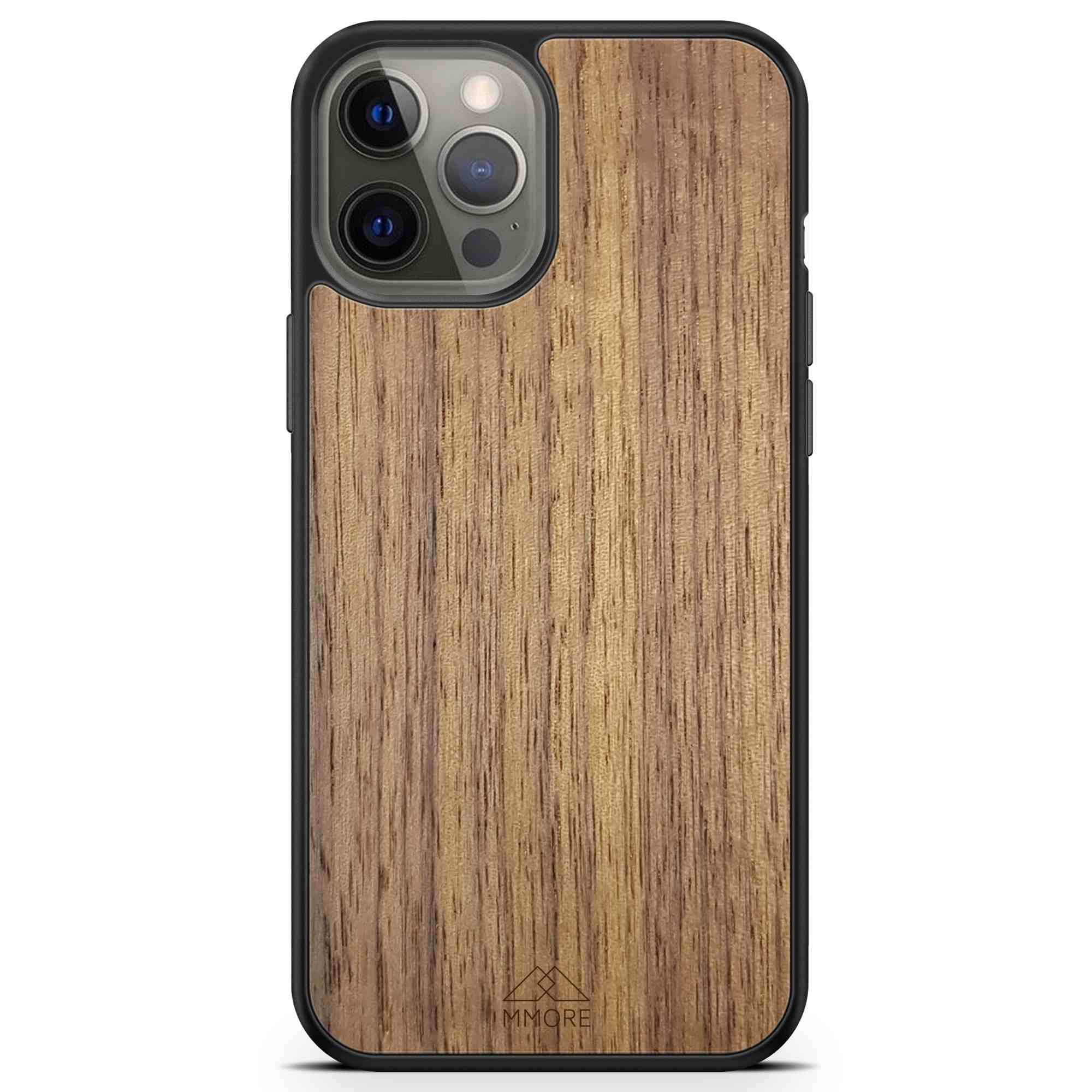 Handcrafted American Walnut phone case showcasing unique wood grain and elegant design, perfect for modern smartphones.