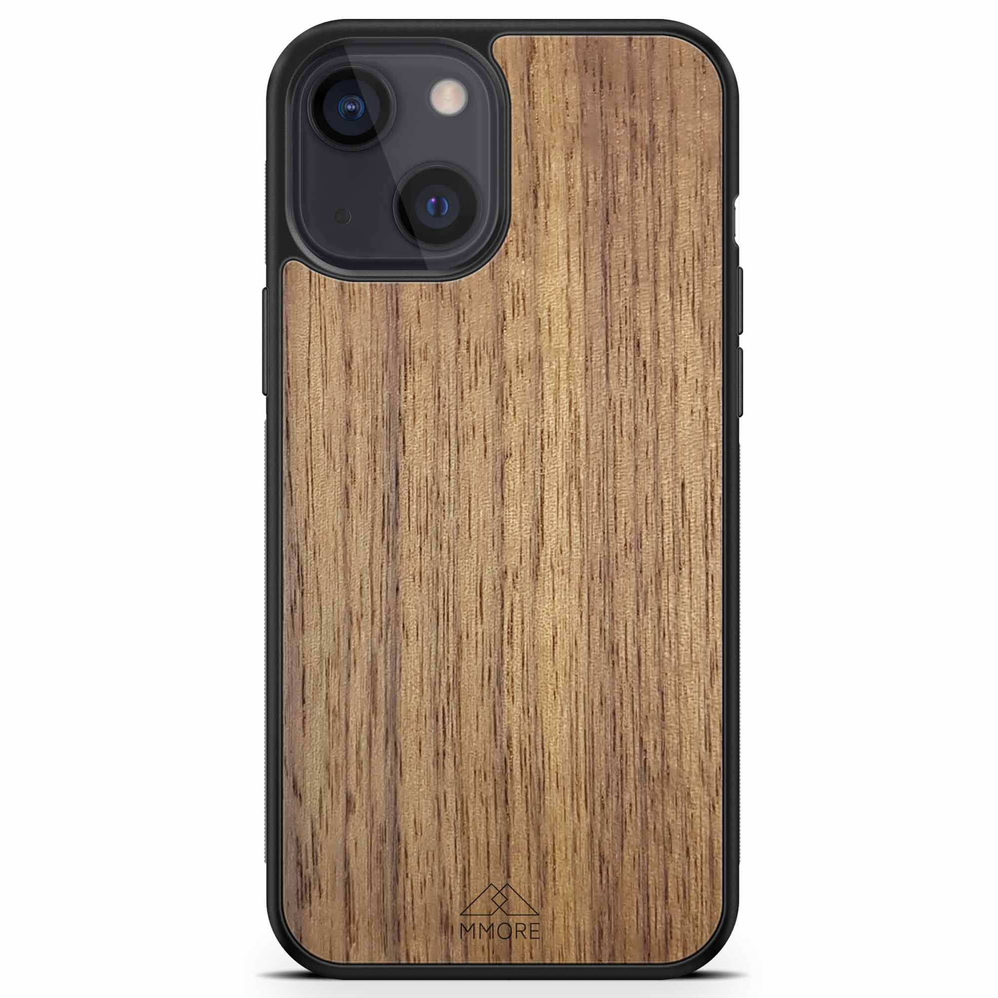 Handcrafted American Walnut phone case showcasing unique wood grain and elegant design, perfect for modern smartphones.