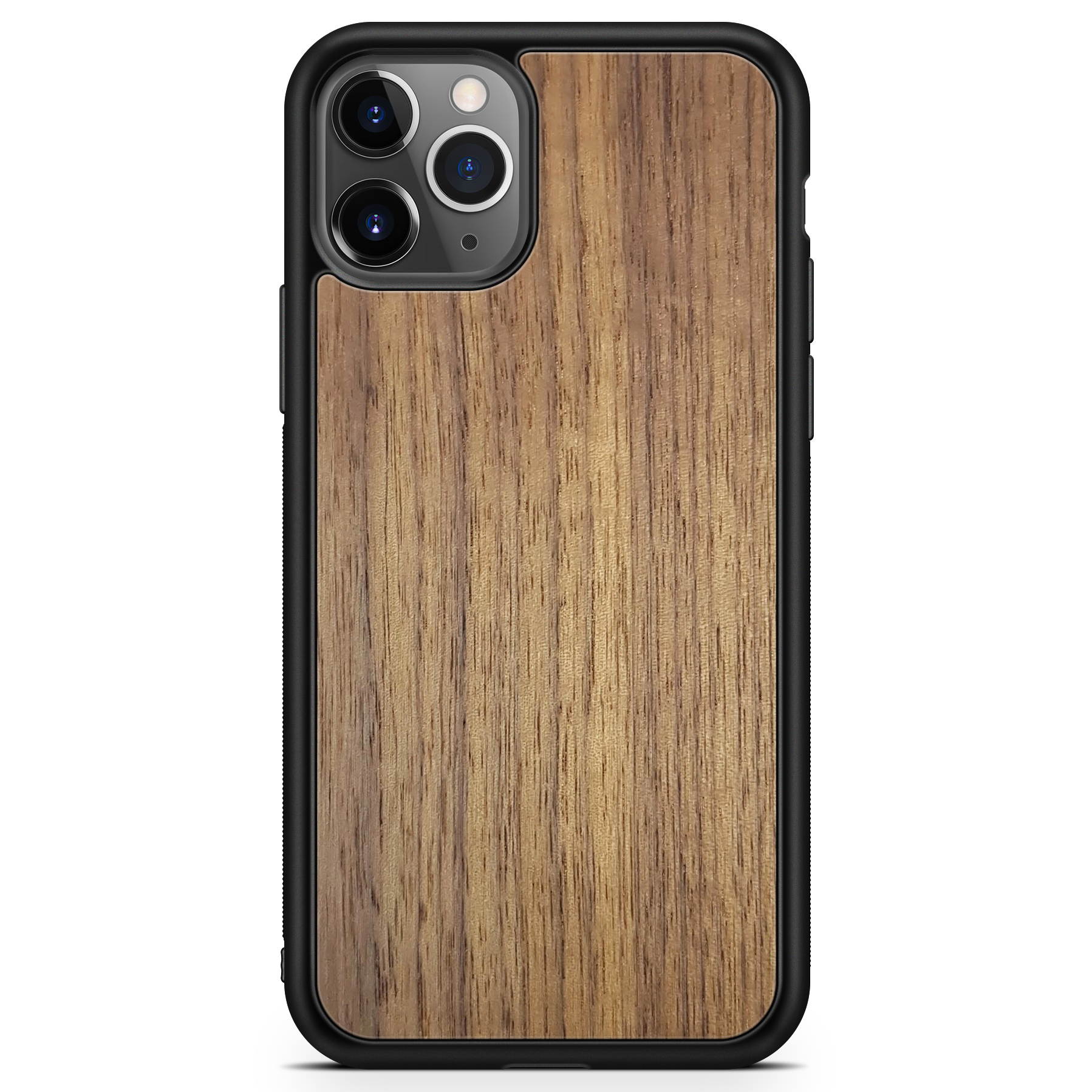 Handcrafted American Walnut phone case showcasing unique wood grain and elegant design, perfect for modern smartphones.