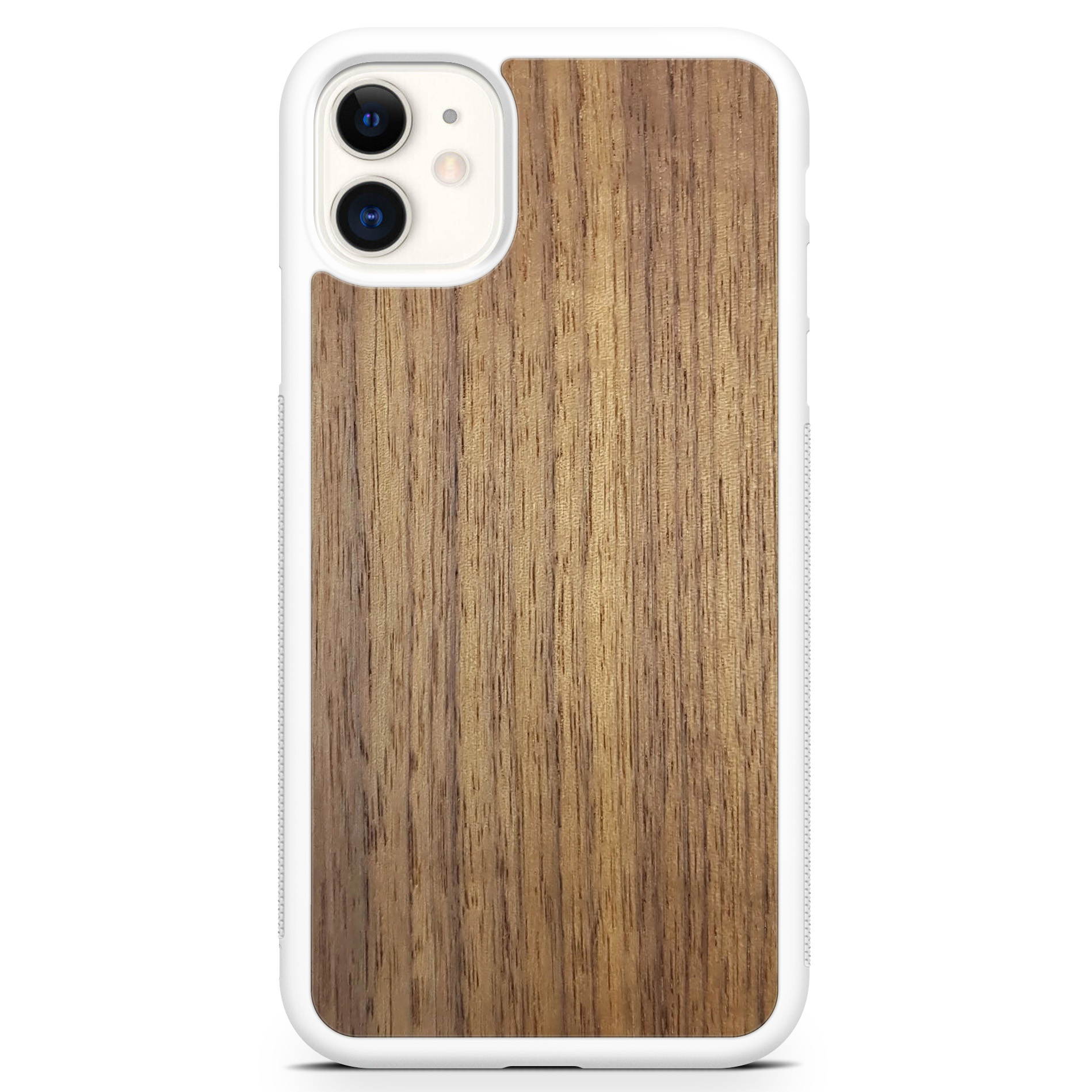 Handcrafted American Walnut phone case showcasing unique wood grain and elegant design, perfect for modern smartphones.