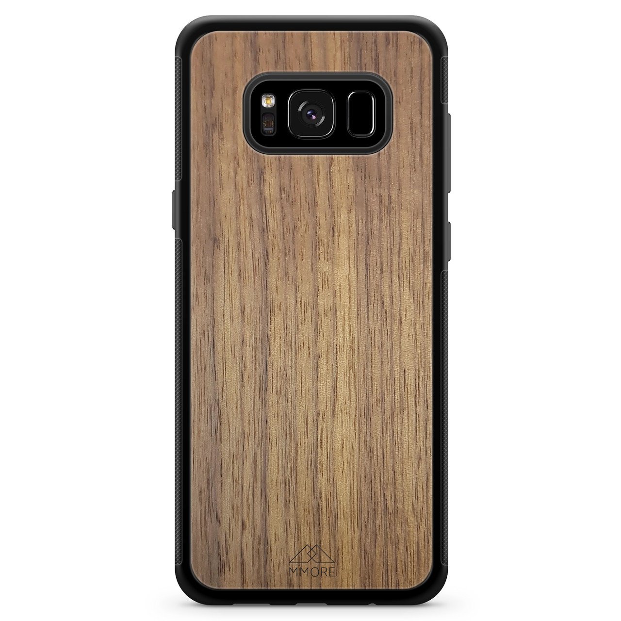 Handcrafted American Walnut phone case showcasing unique wood grain and elegant design, perfect for modern smartphones.