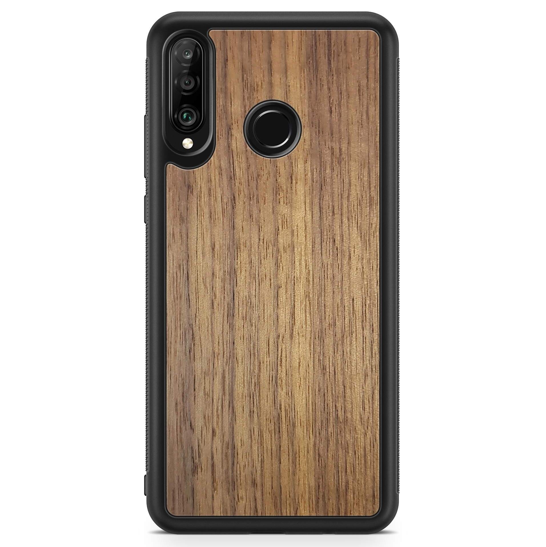 Handcrafted American Walnut phone case showcasing unique wood grain and elegant design, perfect for modern smartphones.