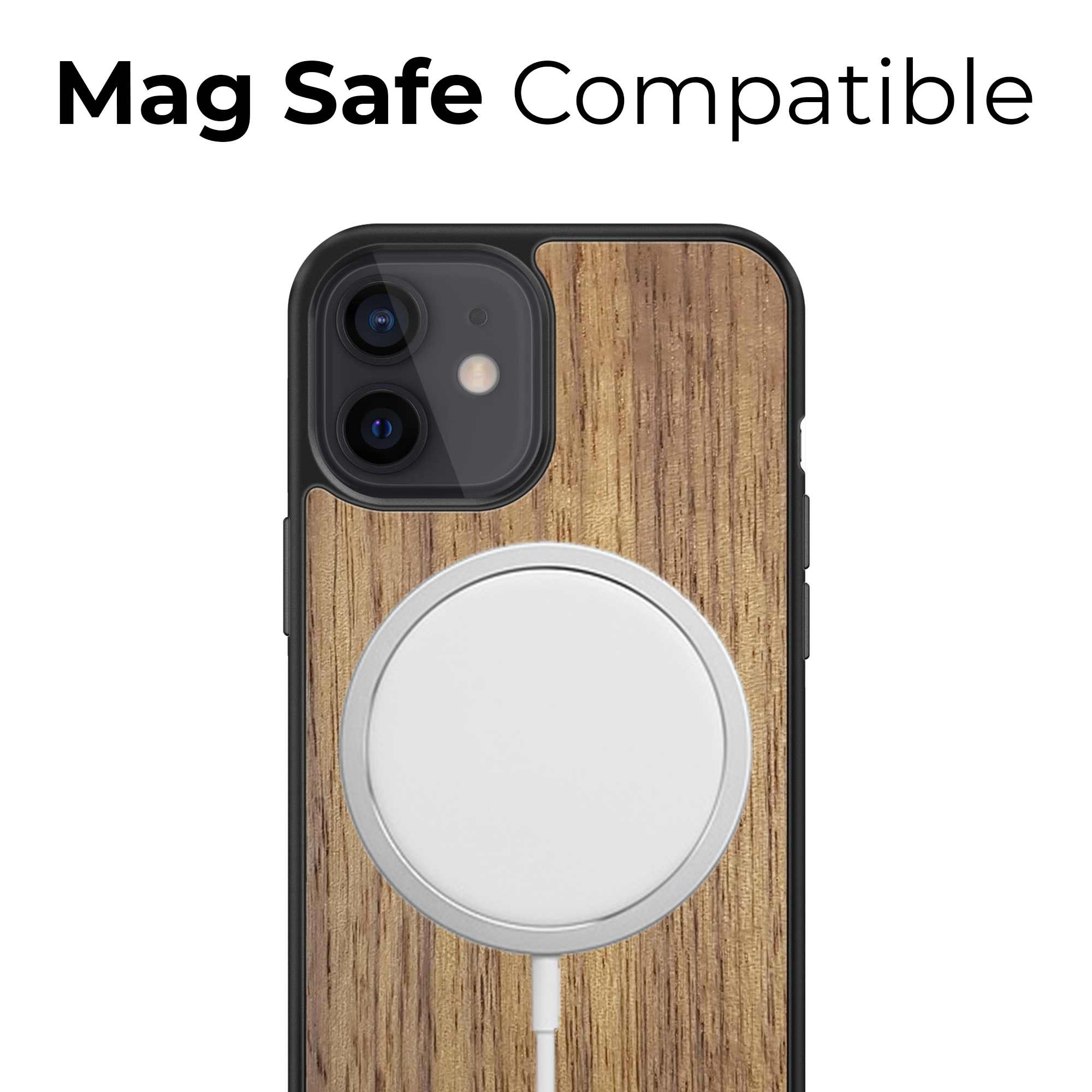 Handcrafted American Walnut phone case showcasing unique wood grain and elegant design, perfect for modern smartphones.