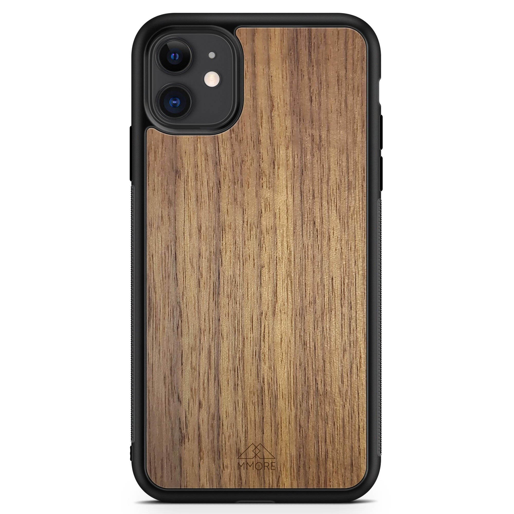 Handcrafted American Walnut phone case showcasing unique wood grain and elegant design, perfect for modern smartphones.