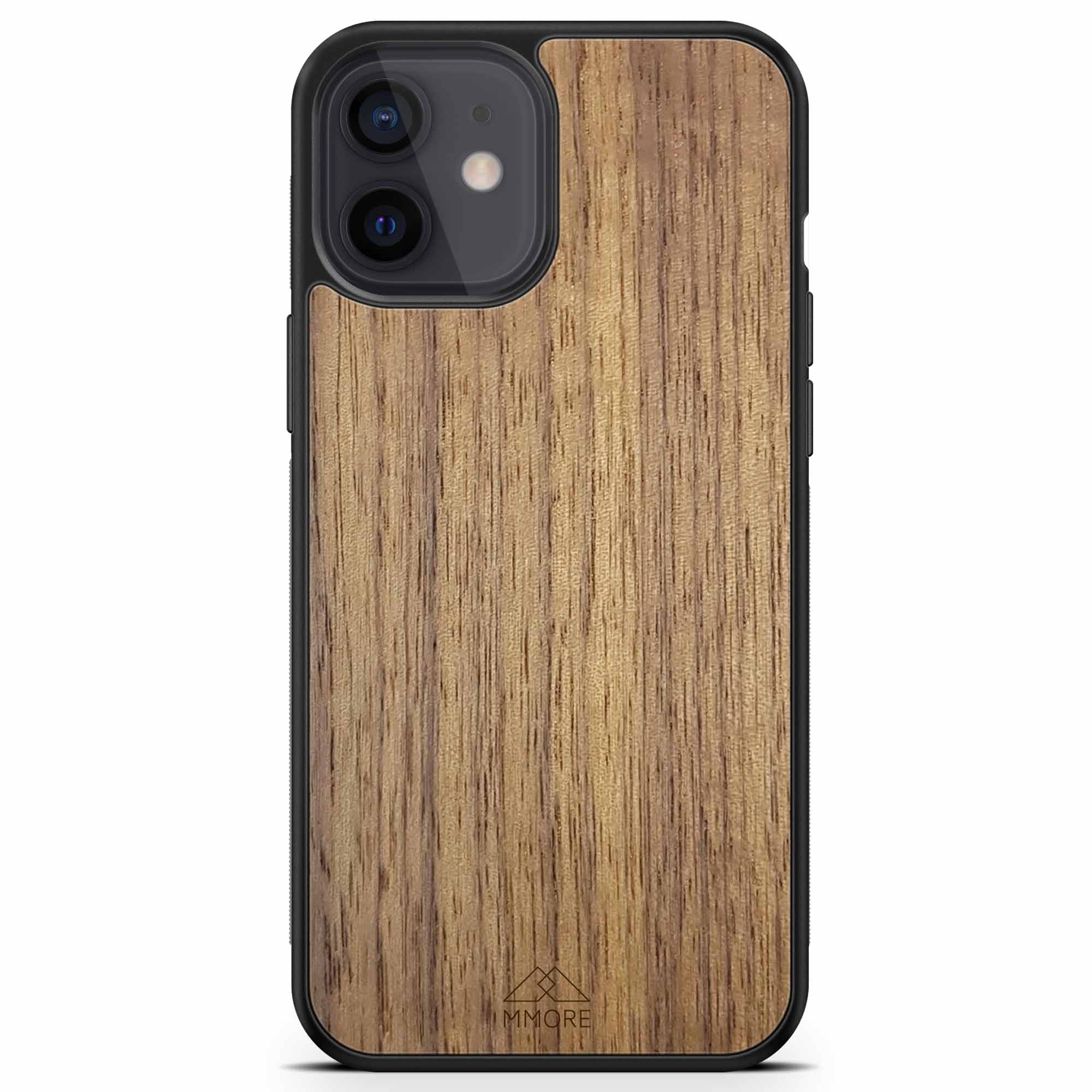 Handcrafted American Walnut phone case showcasing unique wood grain and elegant design, perfect for modern smartphones.