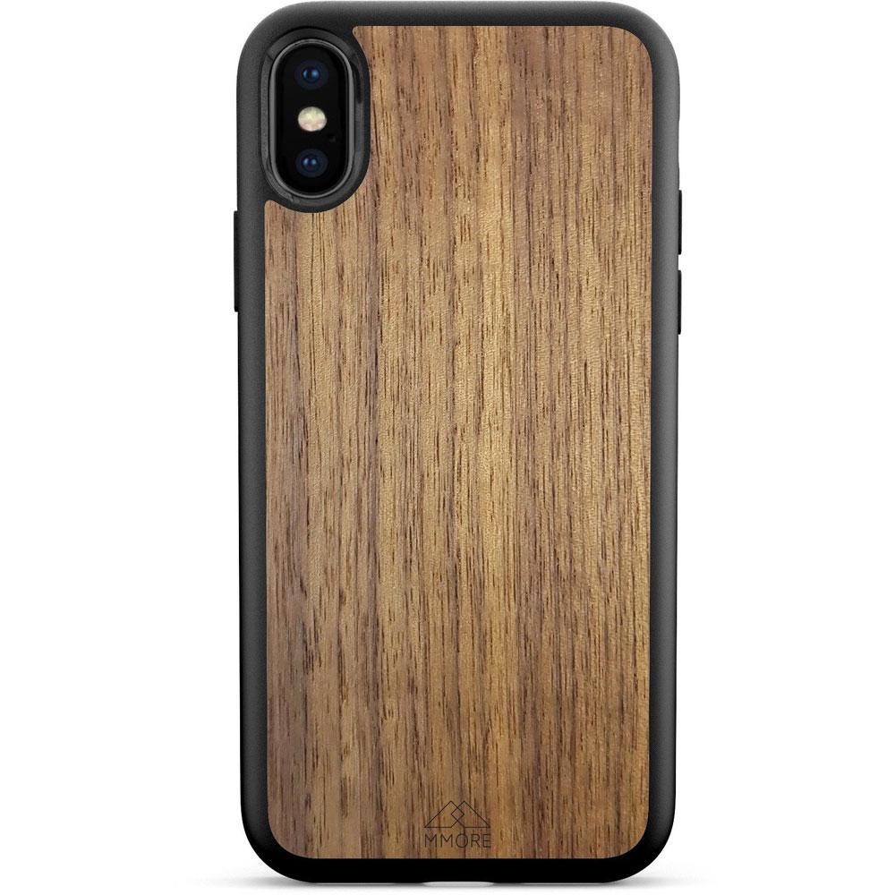 Handcrafted American Walnut phone case showcasing unique wood grain and elegant design, perfect for modern smartphones.