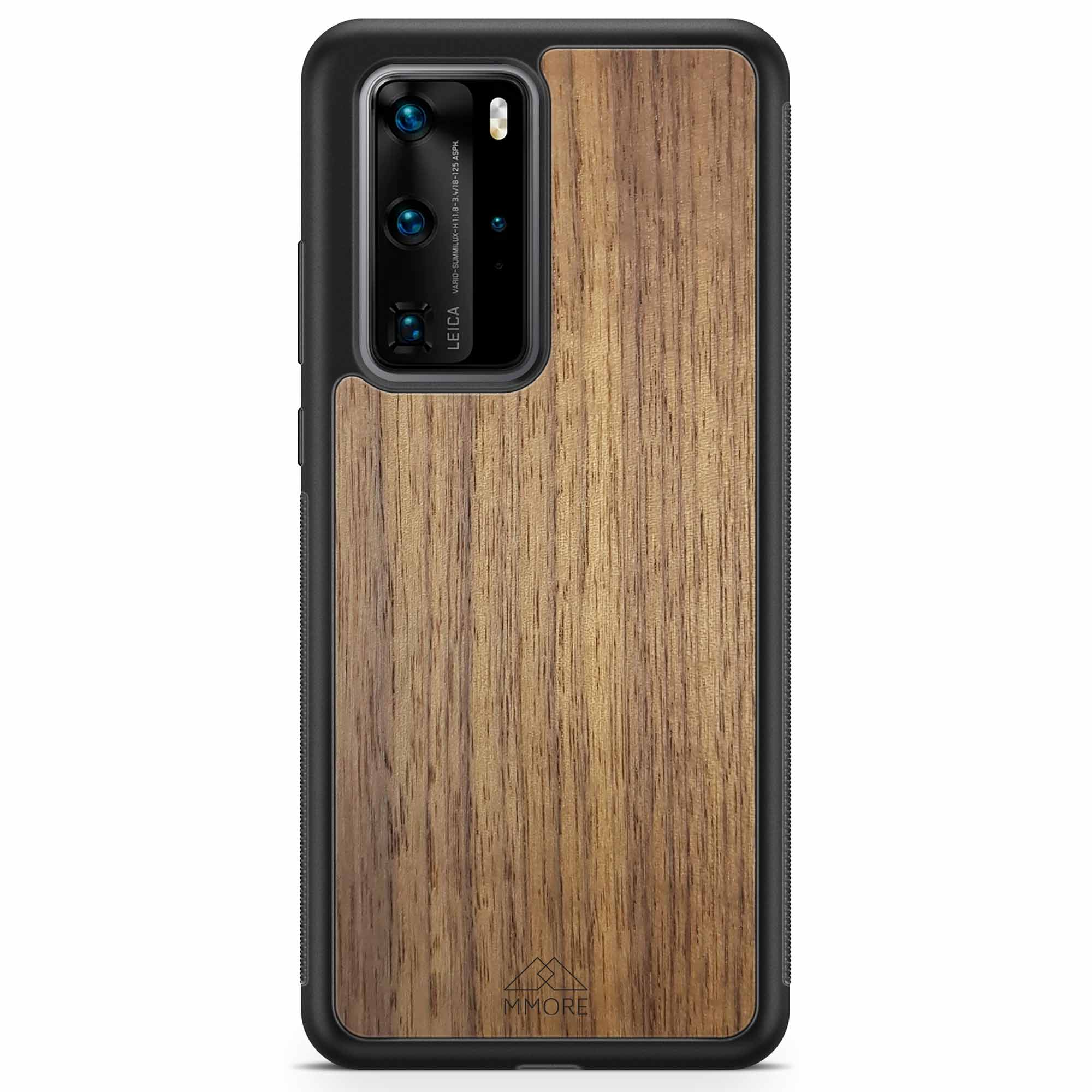 Handcrafted American Walnut phone case showcasing unique wood grain and elegant design, perfect for modern smartphones.