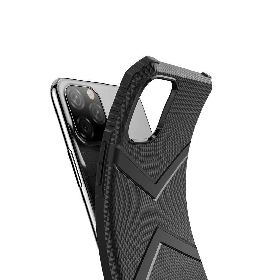 AMZER Diamond Design TPU Protective Case for iPhone XI Max, showcasing its textured surface and precise cutouts.