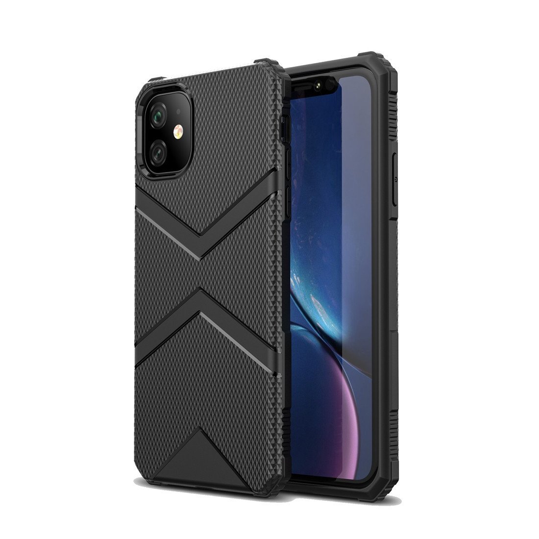 AMZER Diamond Design TPU Protective Case for iPhone 11 in black, showcasing its stylish diamond texture and perfect fit.