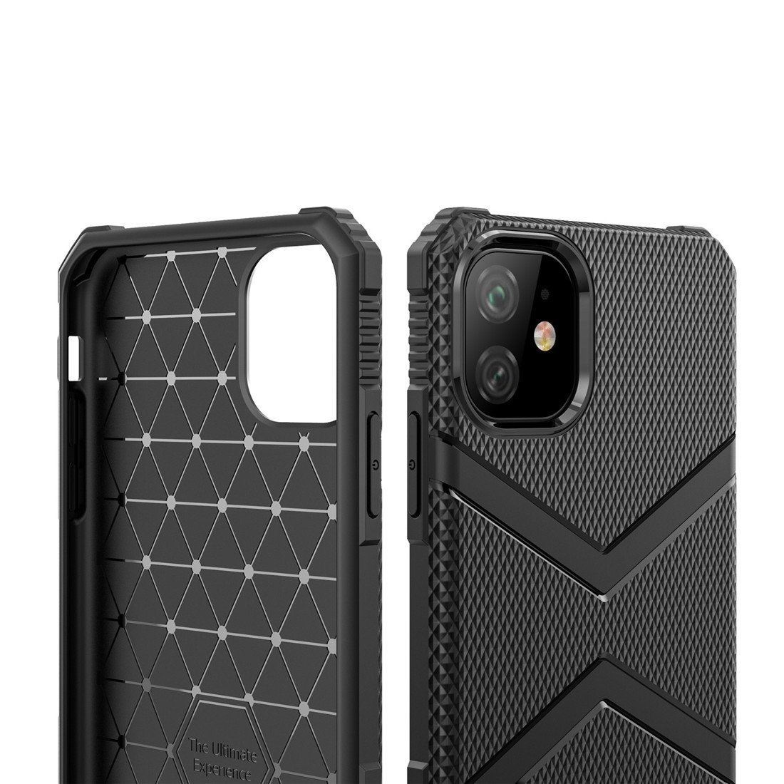 AMZER Diamond Design TPU Protective Case for iPhone 11 in black, showcasing its stylish diamond texture and perfect fit.
