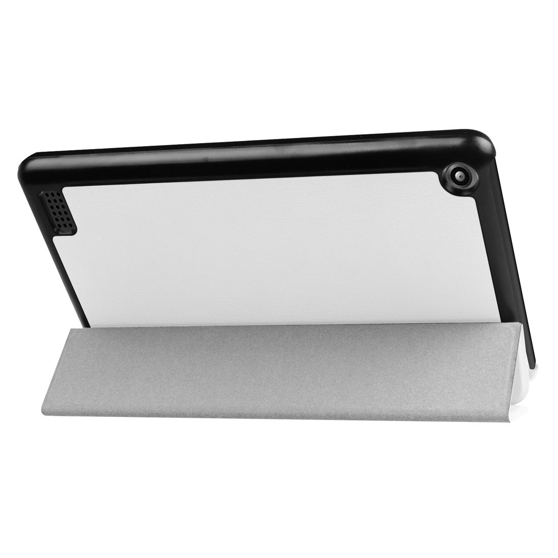 AMZER Flip Leather Case for Amazon tablet, showcasing its stylish design and functional features.