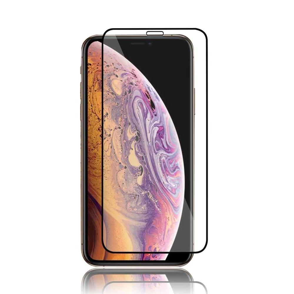 AMZER Kristal 9H Tempered Glass Edge2Edge Screen Protector for iPhone 11 Pro Max, showcasing its sleek design and protective features.