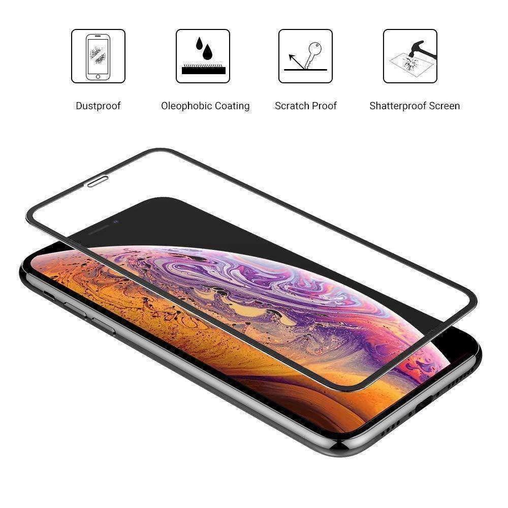AMZER Kristal 9H Tempered Glass Edge2Edge Screen Protector for iPhone 11 Pro Max, showcasing its sleek design and protective features.