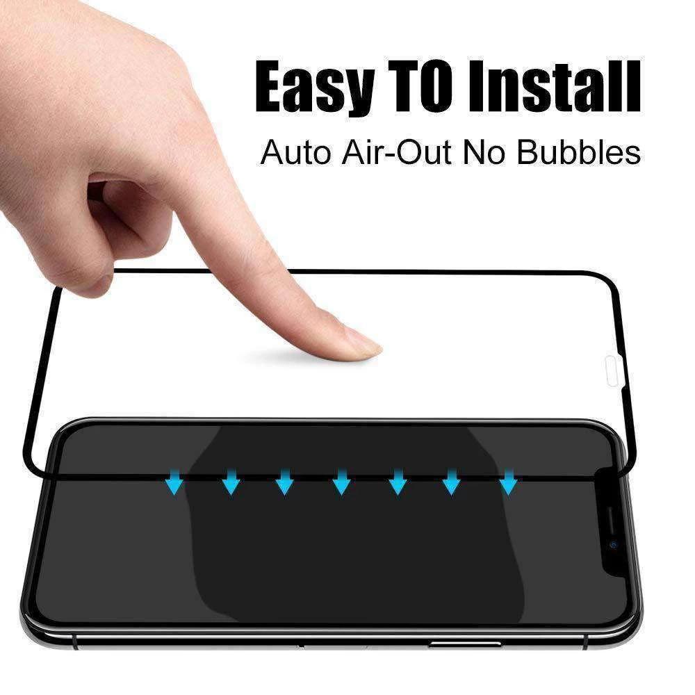 AMZER Kristal 9H Tempered Glass Edge2Edge Screen Protector for iPhone 11 Pro Max, showcasing its sleek design and protective features.