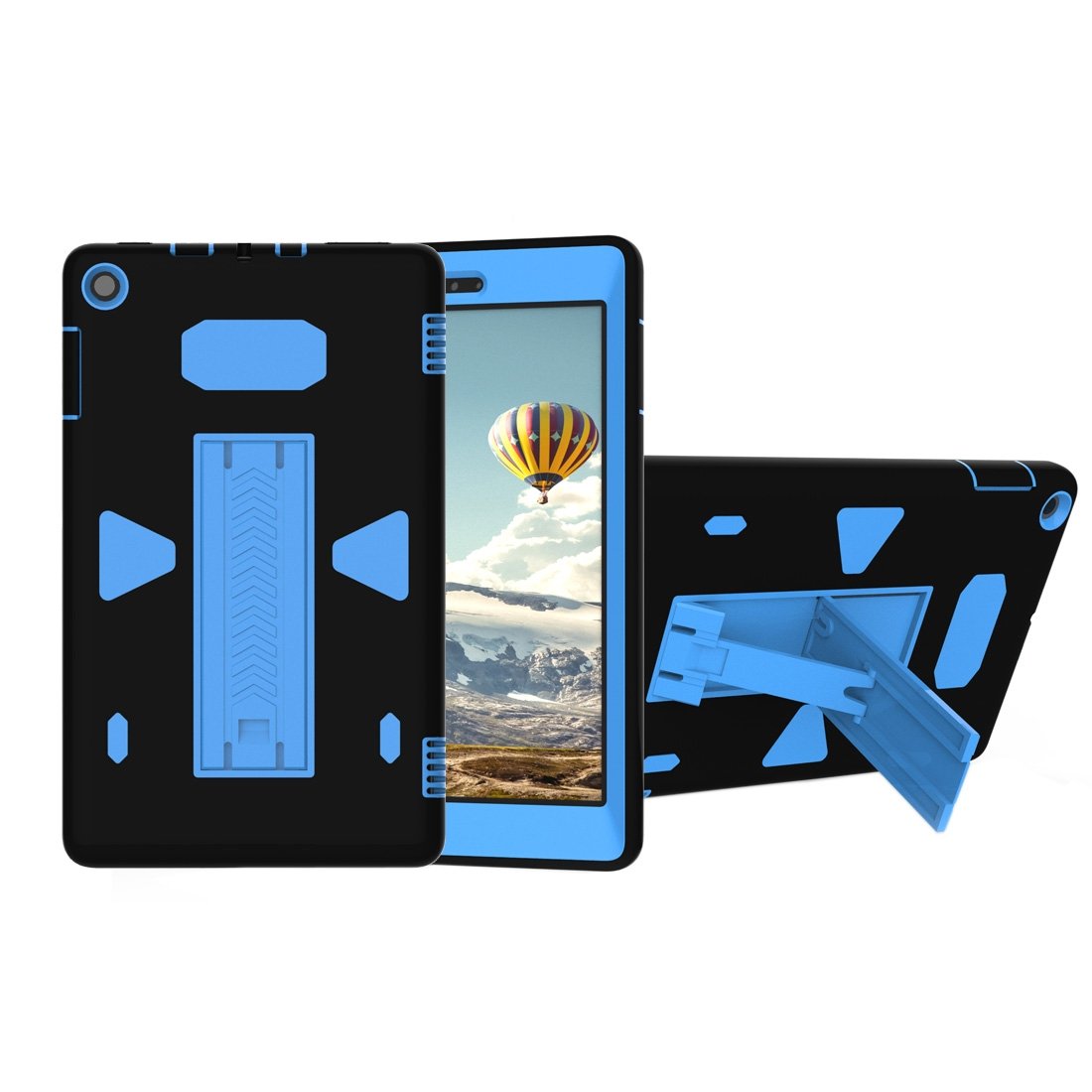 AMZER PC+Silicone Shockproof Protective Back Cover in black, showcasing its sleek design and durable materials for tablet protection.