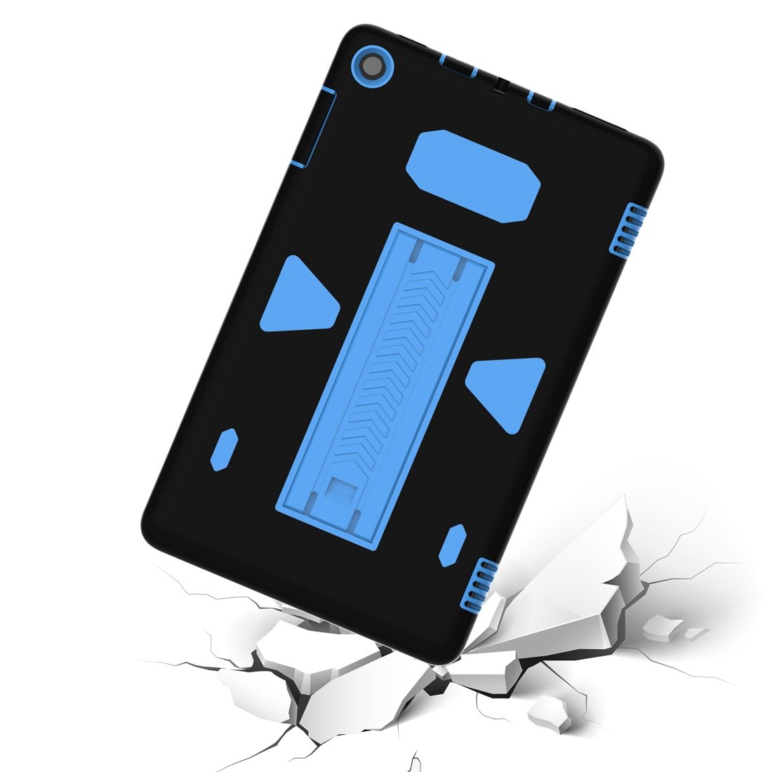 AMZER PC+Silicone Shockproof Protective Back Cover in black, showcasing its sleek design and durable materials for tablet protection.