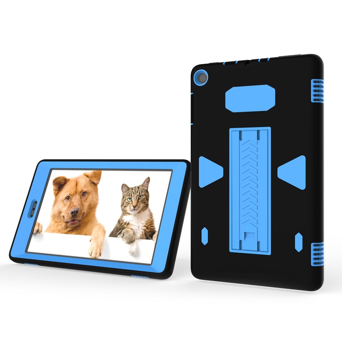 AMZER PC+Silicone Shockproof Protective Back Cover in black, showcasing its sleek design and durable materials for tablet protection.