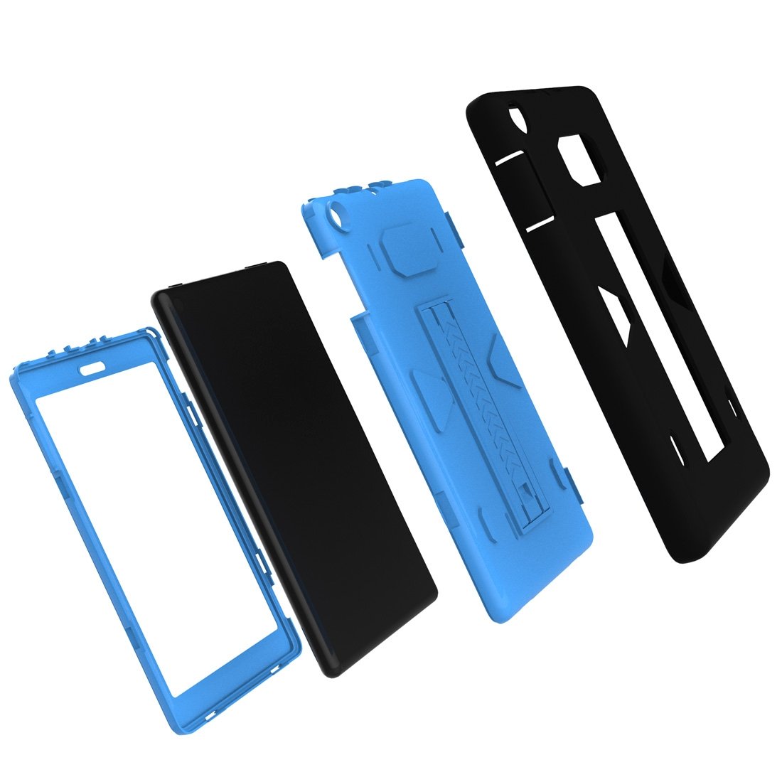 AMZER PC+Silicone Shockproof Protective Back Cover in black, showcasing its sleek design and durable materials for tablet protection.