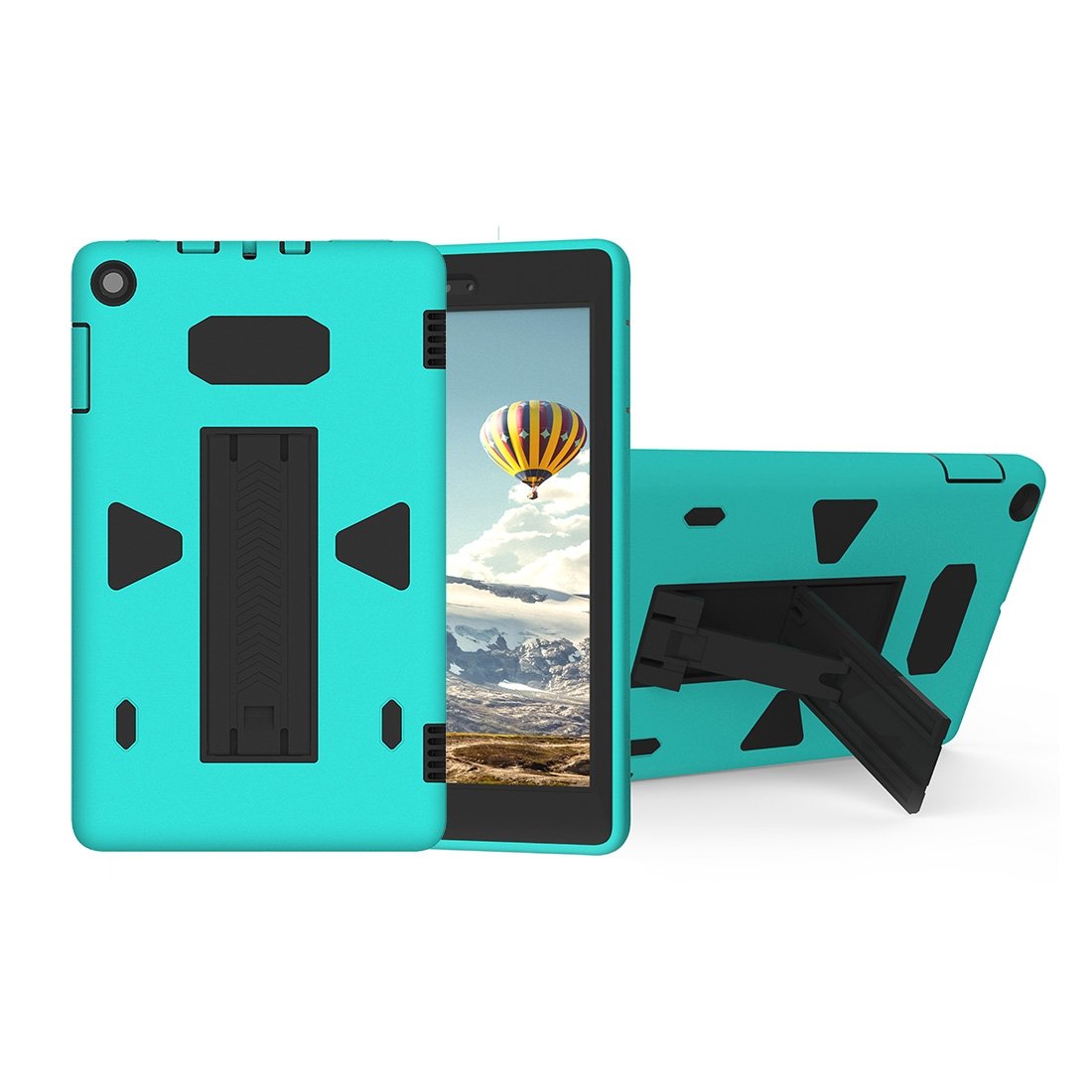 AMZER PC+Silicone Shockproof Protective Back Cover in black, showcasing its sleek design and durable materials, ideal for tablet protection.