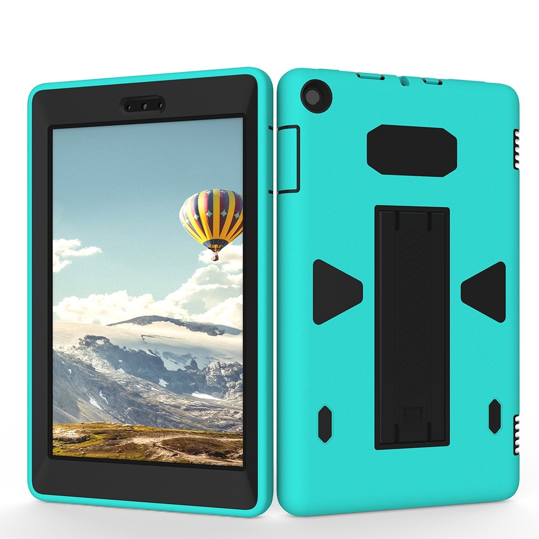 AMZER PC+Silicone Shockproof Protective Back Cover in black, showcasing its sleek design and durable materials, ideal for tablet protection.