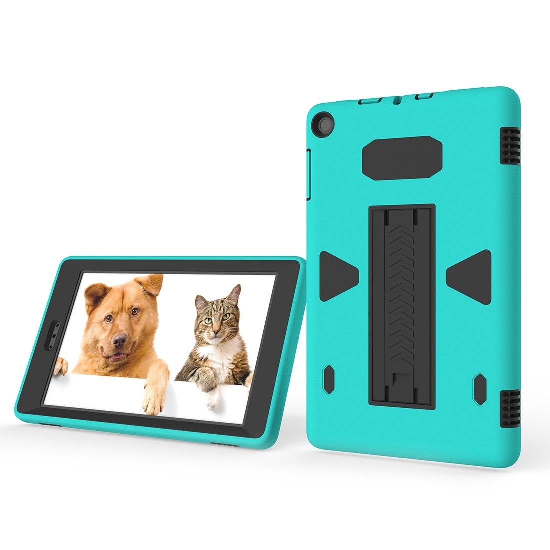 AMZER PC+Silicone Shockproof Protective Back Cover in black, showcasing its sleek design and durable materials, ideal for tablet protection.