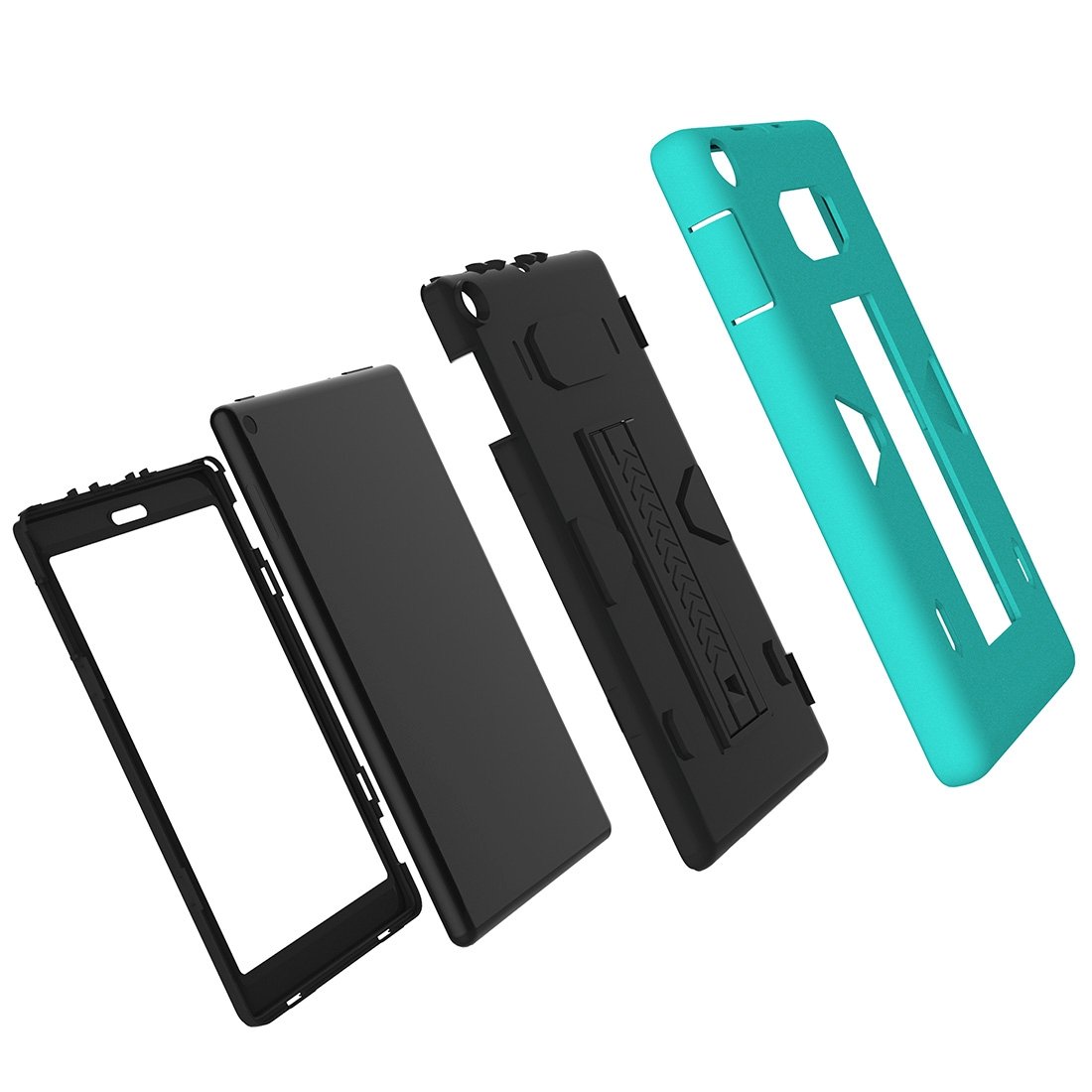 AMZER PC+Silicone Shockproof Protective Back Cover in black, showcasing its sleek design and durable materials, ideal for tablet protection.