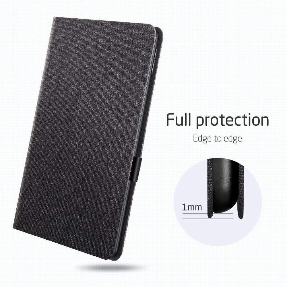 AMZER PU Leather Case for iPad Air 10.5 in black, showcasing its slim design and auto sleep/wake function.