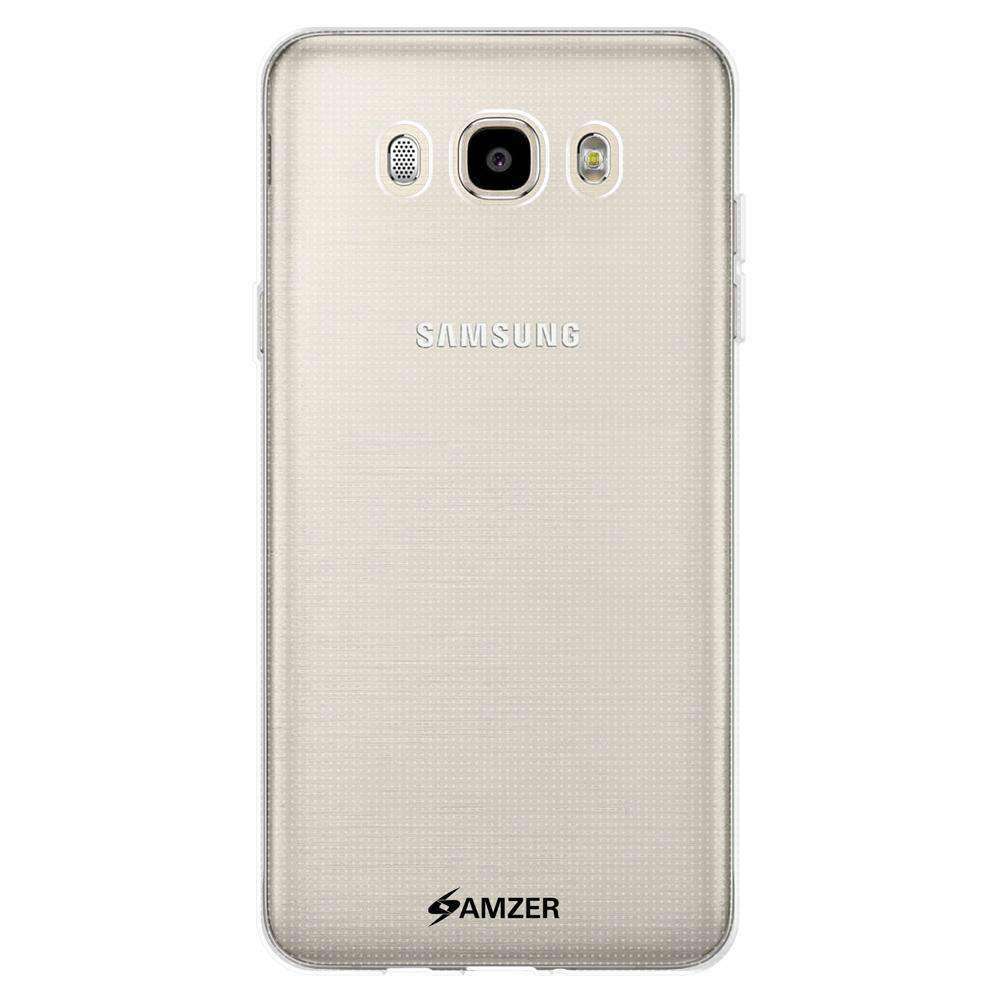 AMZER Pudding Soft TPU Skin Case for Samsung Galaxy J5 2016, showcasing its matte finish and glossy bumper design.