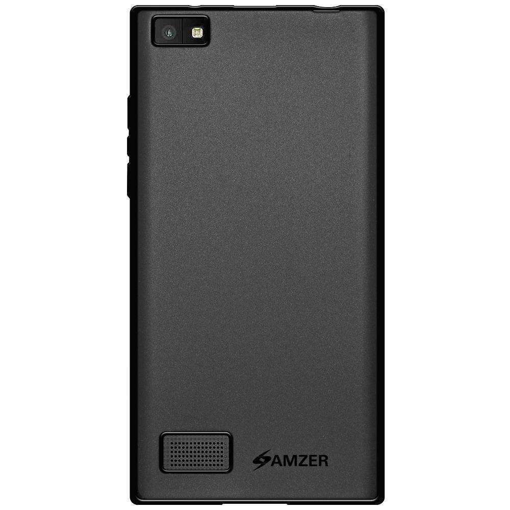 AMZER Pudding TPU Soft Skin Case for BlackBerry Leap in black, showcasing its matte finish and glossy bumper design.