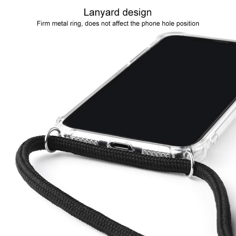 AMZER Pudding TPU Soft Skin X Protection Case for iPhone 11 Pro Max with adjustable lanyard, showcasing a clear design and textured grip.