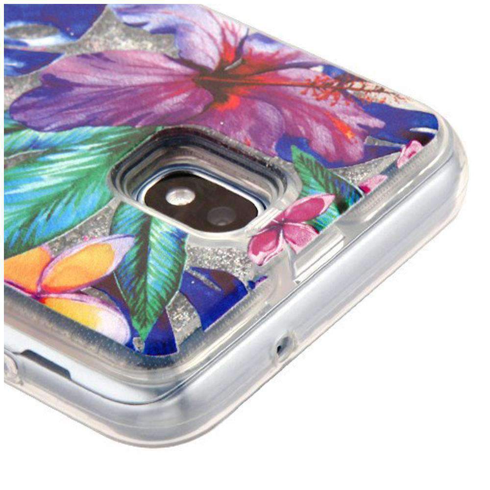 AMZER Quicksand Glitter Hybrid Protector Cover for Samsung Galaxy J3 with glitter and floating stars in a clear liquid case.