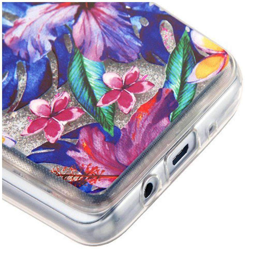 AMZER Quicksand Glitter Hybrid Protector Cover for Samsung Galaxy J3 with glitter and floating stars in a clear liquid case.