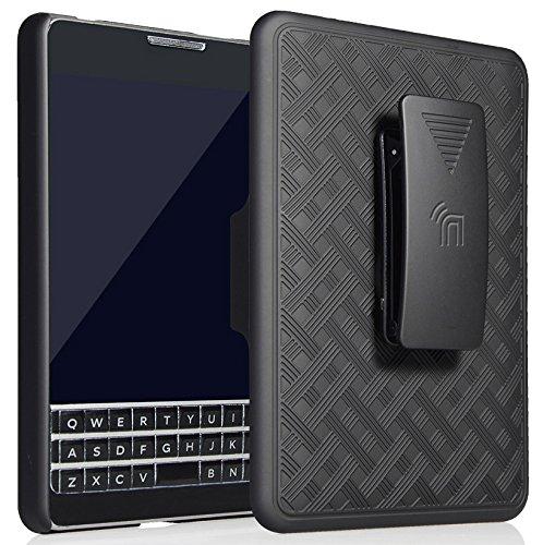 AMZER Shellster Hard Case with Kickstand for Blackberry Passport, featuring a matte finish and reinforced edges for protection.
