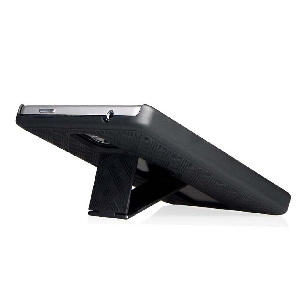 AMZER Shellster Hard Case with Kickstand for Blackberry Passport, featuring a matte finish and reinforced edges for protection.