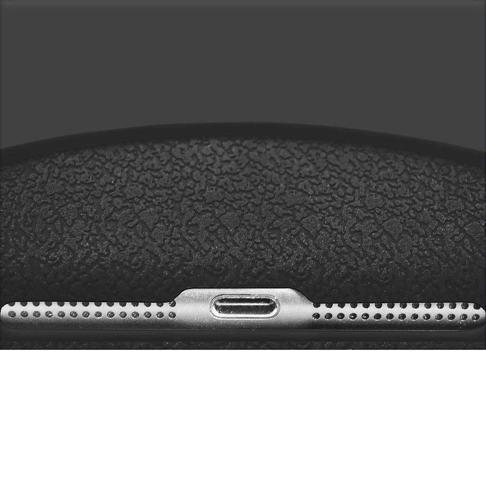 AMZER Shockproof Rugged Silicone Skin Jelly Case for Apple iPad Mini in black, showcasing its flexible design and textured grip.