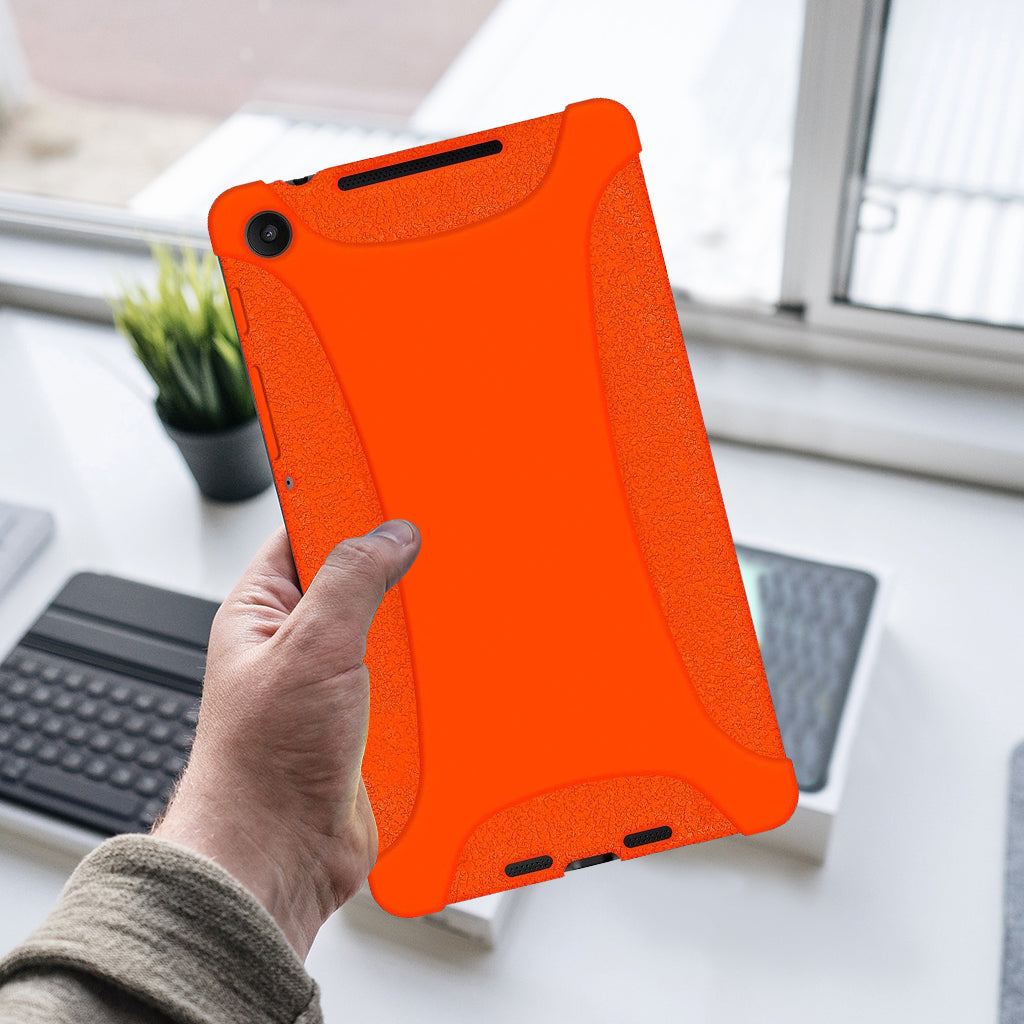 Amzer Shockproof Rugged Silicone Skin Jelly Case for Google New Nexus 7 in black, showcasing its flexible design and textured grip.