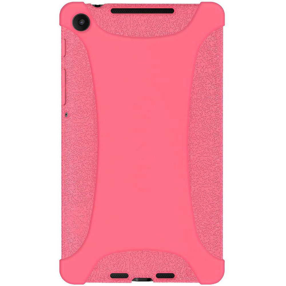 Amzer Shockproof Rugged Silicone Skin Jelly Case for Google New Nexus 7 in black, showcasing its flexible design and textured grip.